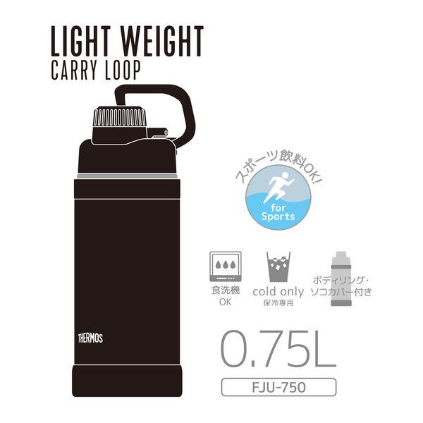 サーモス 真空断熱スポーツボトル 750ml ブラック FJU-750 BK1セット（3個）