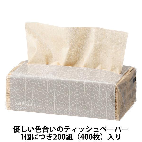 LOHACO - ティッシュペーパー ソフトパック 未晒し 1個（200組×5箱入