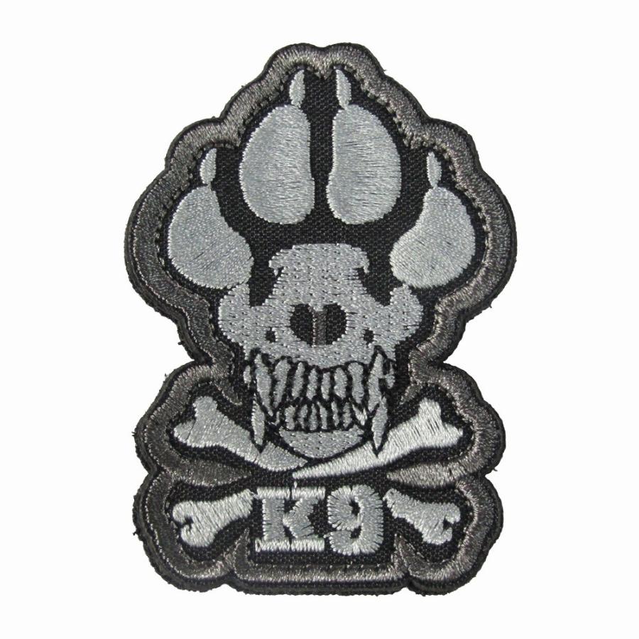 ベルクロワッペン クロスボーン K9 警察犬特殊部隊 灰 : オナモミ