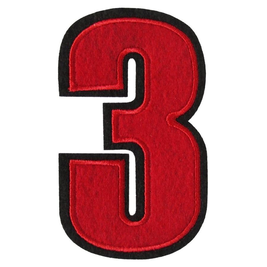 アイロンワッペン 数字 3 赤 | 