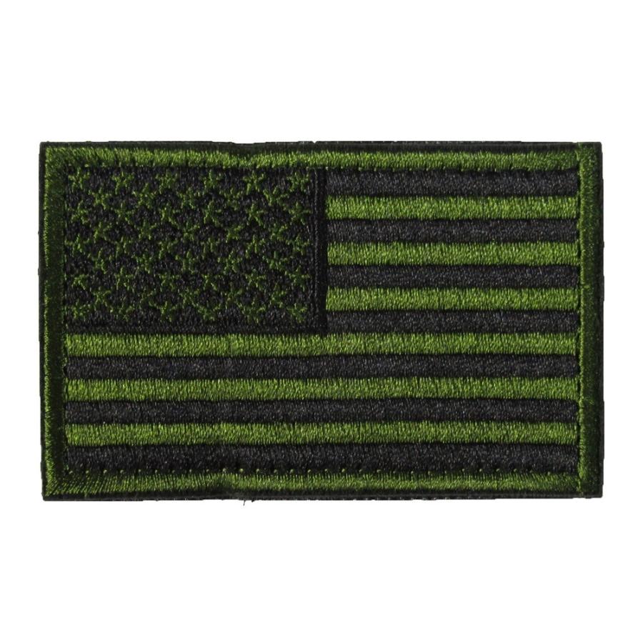 ベルクロワッペン 国旗 アメリカ 星条旗 黒深緑 左 : オナモミズハウス