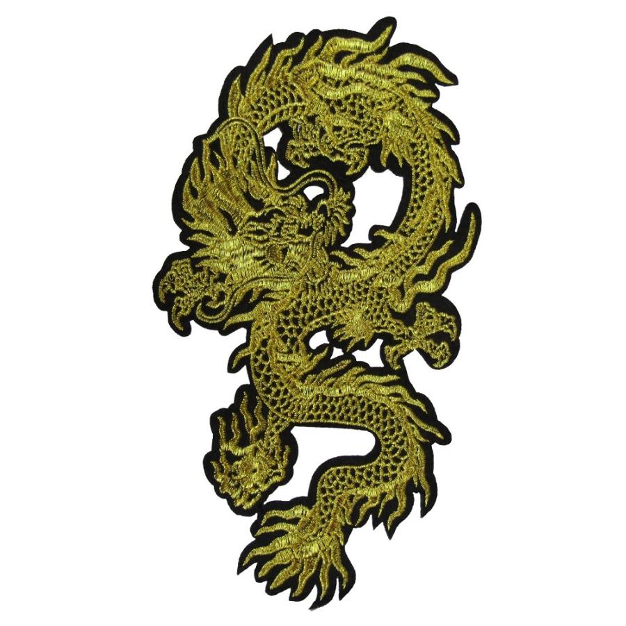 アイロンワッペン 大きい 龍 ドラゴン 竜 金 右向き オナモミズハウス 通販 Yahoo ショッピング