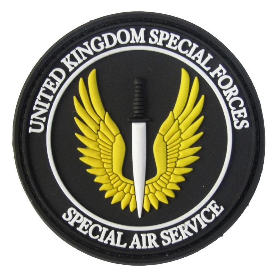 PVC ベルクロワッペン ミリタリー SAS 円 白黄 : オナモミズハウス