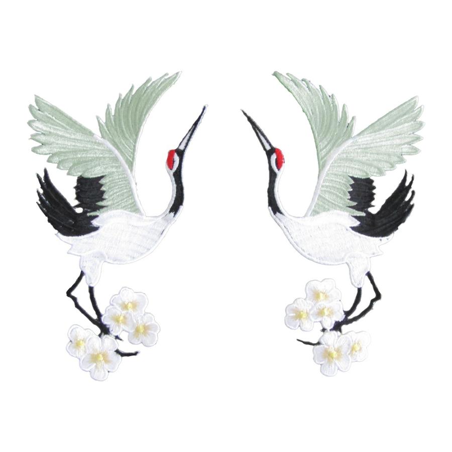 専用です　　鶴と花の柄 ワッペン 鳥 鶴 一対 黒 : オナモミズハウス - 通販 - Yahoo!ショッピング