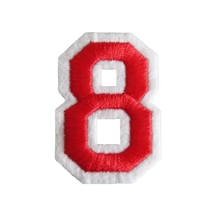 アイロンワッペン 数字 赤 刺繍 : オナモミズハウス - 通販