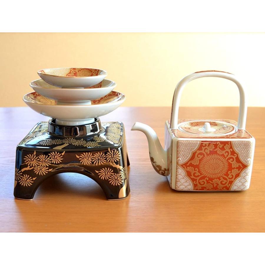 有田焼 お屠蘇揃い 屠蘇器 おとその器 H Shop Rの有田焼 赤地金彩菊華紋 お屠蘇揃い 黒い台も磁器製 おとその器 H Shop R