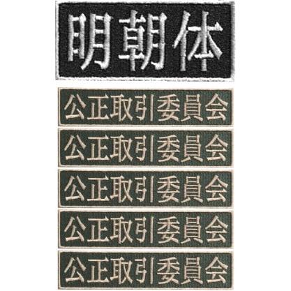 明朝体 5枚入 刺繍ネームワッペン ワッペン アイロン接着 【ゆう