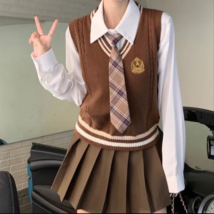 上下セット 女の子 4点セット JK制服 制服 仮装 スクール 4点セット 女子高生 白シャツ 学生 プリーツスカート ニット 長袖 おしゃれ ネク｜h8sg9ity｜03