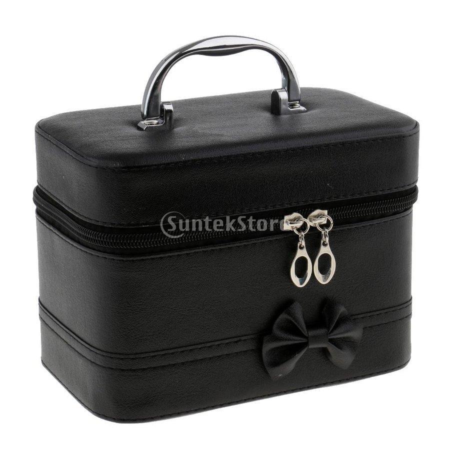 メイクハンドバッグケース ポータブル ハンドバッグ ファスナー メイク 化粧品 オーガナイザー 収納ケース ボックス 4色選べ -