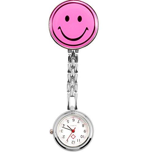 360円 評価 ナースウォッチ 時計 逆さ時計 ニコちゃんマーク クリップ 蓄光式 かわいい オシャレ レディース ポケットウォッチ ワンポイント