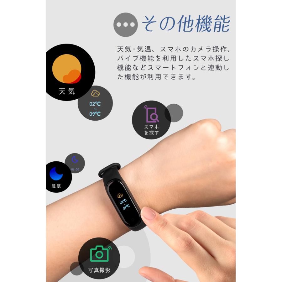 スマートウォッチ スマートバンド 歩数計 運動 消費Kcal