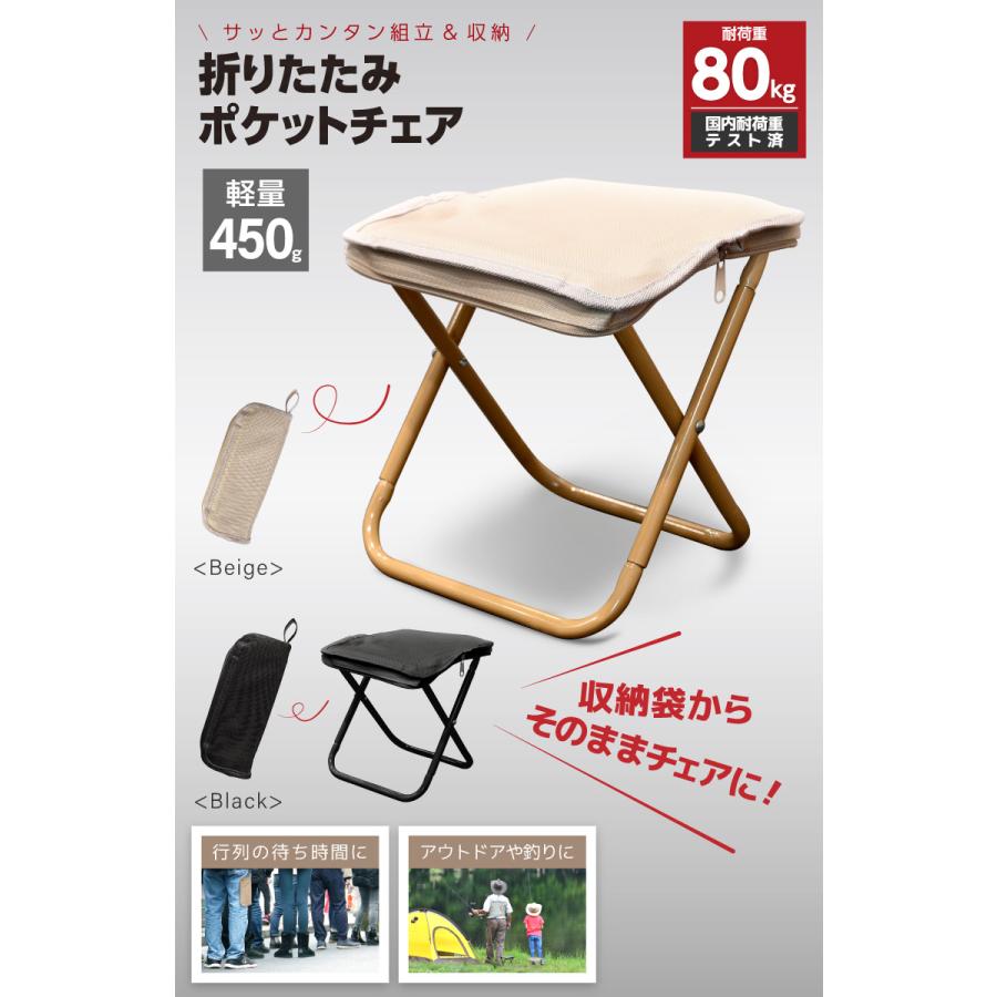 2脚セット】折りたたみチェア 折りたたみ椅子 ポケットチェア