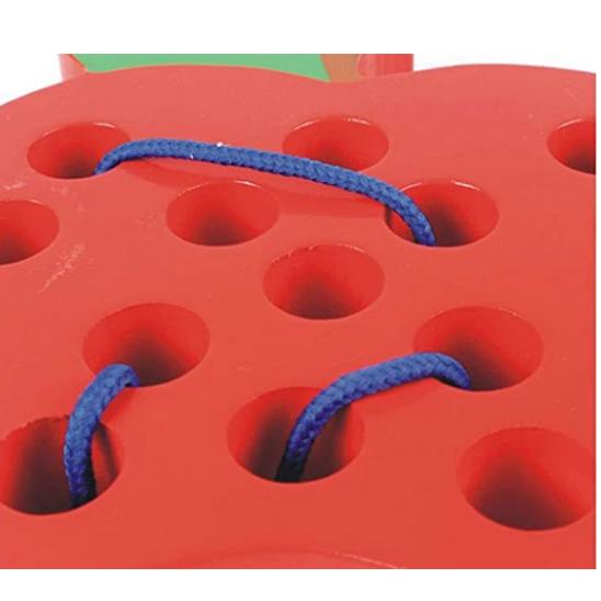 紐通し 木製 知育玩具 おもちゃ モンテッソーリ 教具 りんご : Hachi