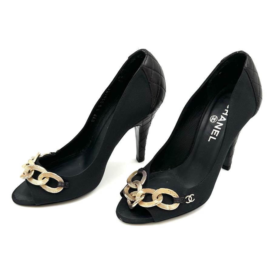 美品】CHANEL シャネル オープントゥ パンプス ハイヒール