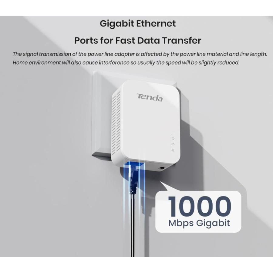 PLCアダプタ Tenda PH3 AV1000 ギガビット 1000Mbps コンセント LAN