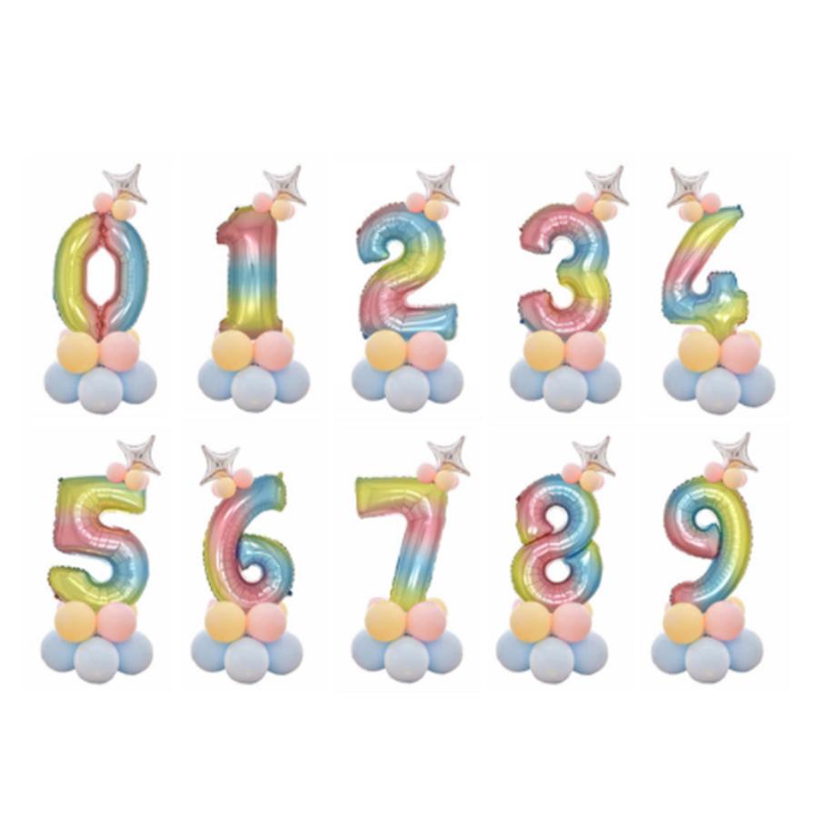 数字バルーンセット バースデーナンバー レインボー 誕生日 記念日