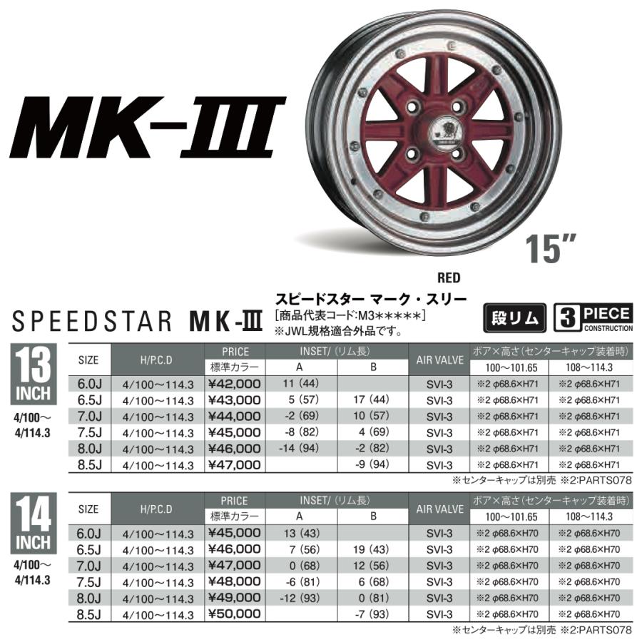 【SSR】SPEED STAR/ MK-III ●14インチ 14x8.5J 4穴 ●１本　●サイズ/カラー/仕様をお選び下さい　スピードスター マークスリー マーク3 MK-3　SSR正規取扱店｜hachikko-bu-bu｜02