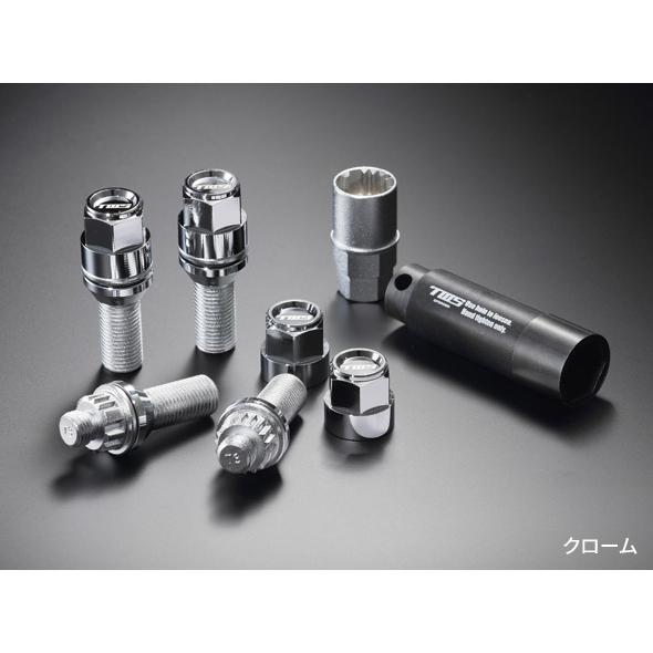 南　TWSモノブロック 19インチ　ホイールボルトロックボルト付き TWS 【TWS】ロゴ入りロックボルトセット ○クローム (ロックボルトx4