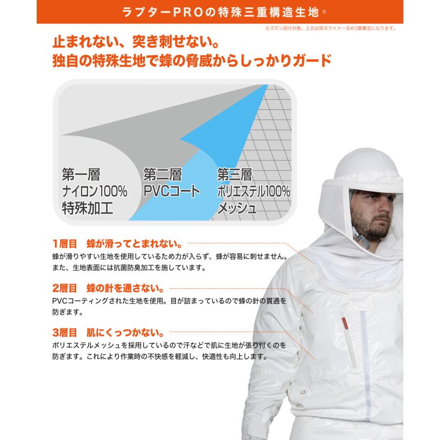 公式 プロ向け 蜂防護服ラプター PRO 特殊三重構造 ナイロン100 公式 プロ向け 蜂防護服ラプター PRO 特殊三重構造 ナイロン100