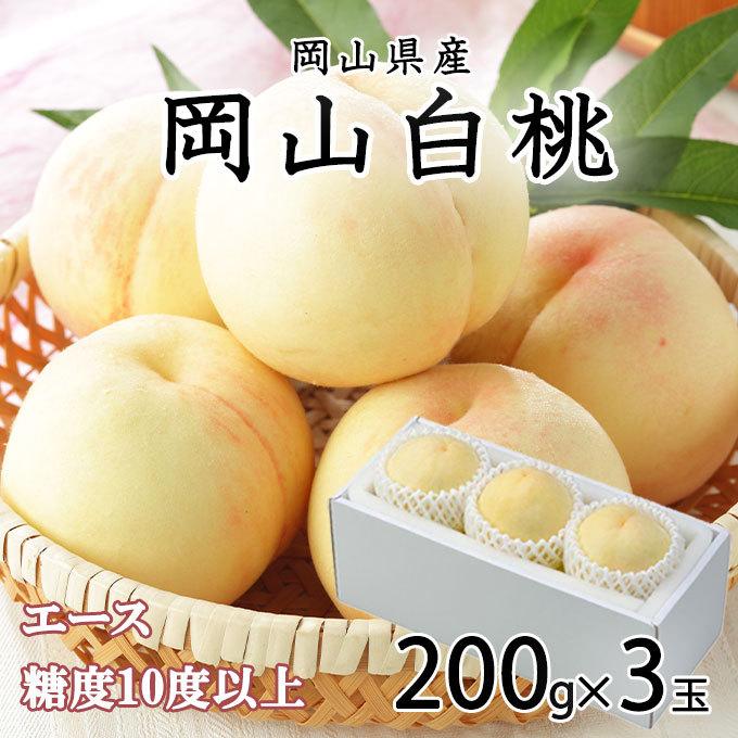 お中元 桃 岡山白桃 エース Lサイズ 200g×3玉 岡山県産 JAおかやま