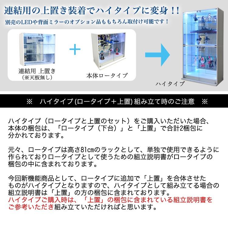 コレクションラック DIO 本体 ワイド ハイタイプ 浅型 背面ミラー+LED付きの画像
