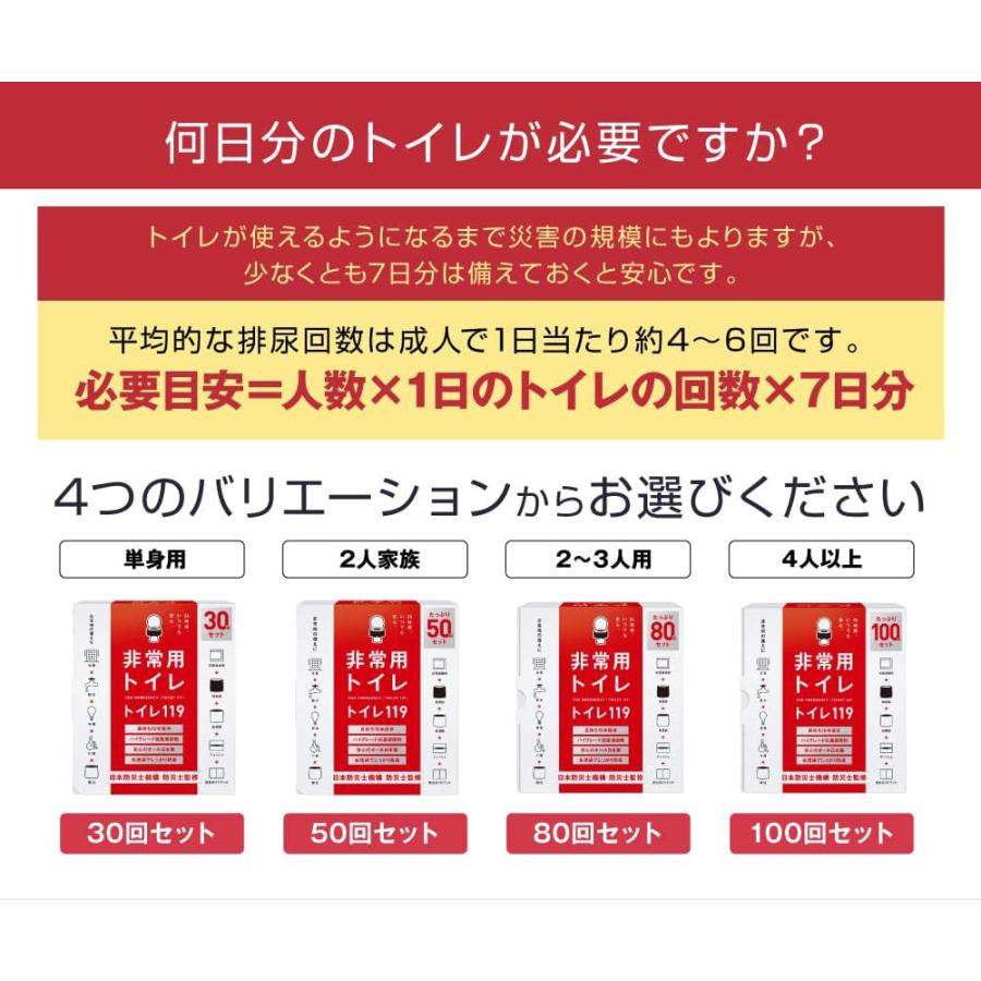 簡易トイレ 災害トイレ 非常用トイレ トイレの119 100回セット 2人7日
