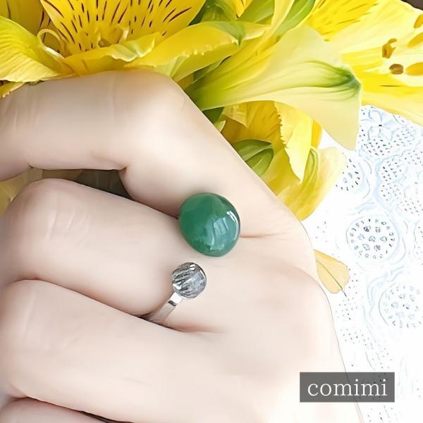 オニキス 指輪 天然石 レディース リング グリーンオニキス ギフト 花