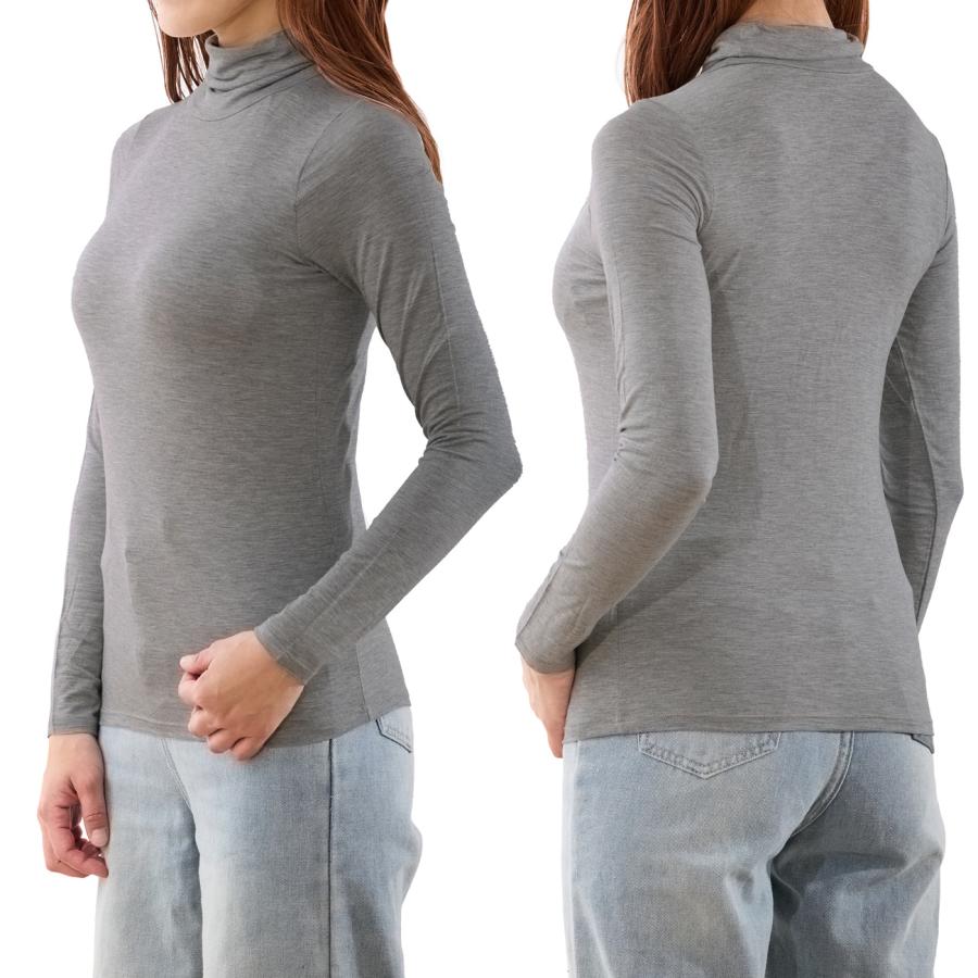 カップ付きタートルネック長袖Tシャツ モダール : hadagiya - 通販