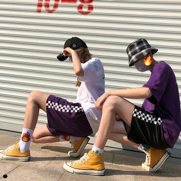 チェッカー サイドライン ハーフパンツ チェック 短パン ボトムス レディース メンズ ユニセックス ダンス 文化祭 学校行事 体育祭 まとめ買い 036 Beach Blvd 通販 Yahoo ショッピング