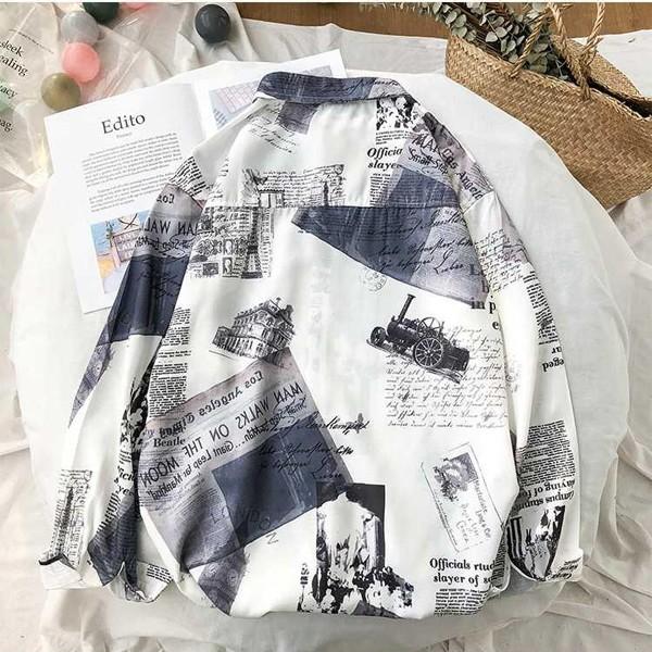 ブルー 長袖シャツ オーバーサイズ ビッグシルエット 柄シャツ 韓国 オルチャン 韓国ファッション 2色展開 087 Beach Blvd 通販 Yahoo ショッピング