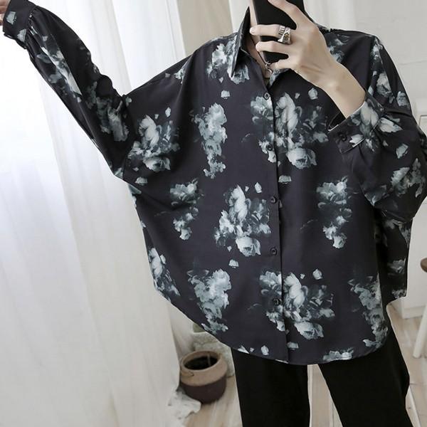 ユニセックス 花柄 長袖シャツ 薔薇柄 オーバーサイズ ビッグシルエット おしゃれ 薔薇柄 韓国ファッション 0 Beach Blvd 通販 Yahoo ショッピング