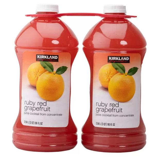 コストコ カークランドシグネチャー ルビーレッドグレープフルーツ ジュース 2.8L x 2本 お得 大容量 飲料 mh10aハファダイ