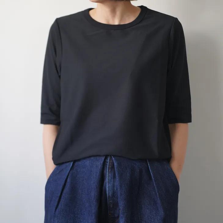 lelill (レリル) | THE ハイテク BASIC 6分袖 T (ブラック) size 38 