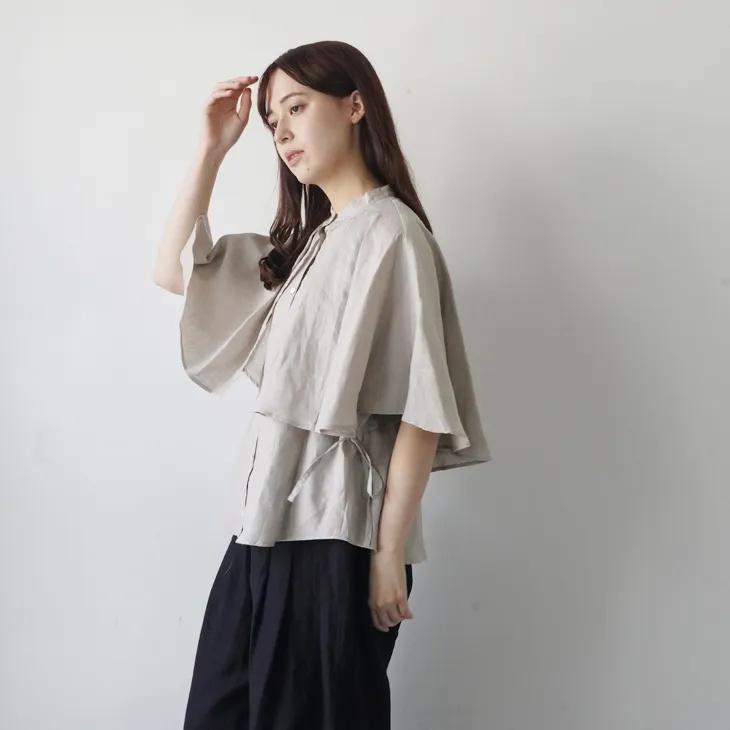 lelill (レリル) | リネンケープブラウス (サンド) size 38 レディース