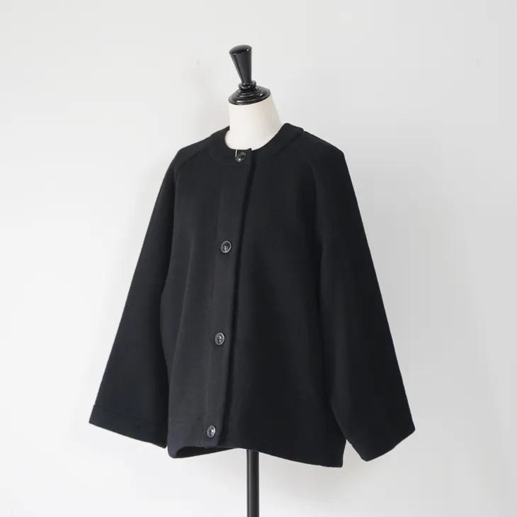 値下げ！エブール　38サイズ　メルトンショートコート　ブラック 一部WEB限定】ダブルフェイスメルトンビーバー ショートコート