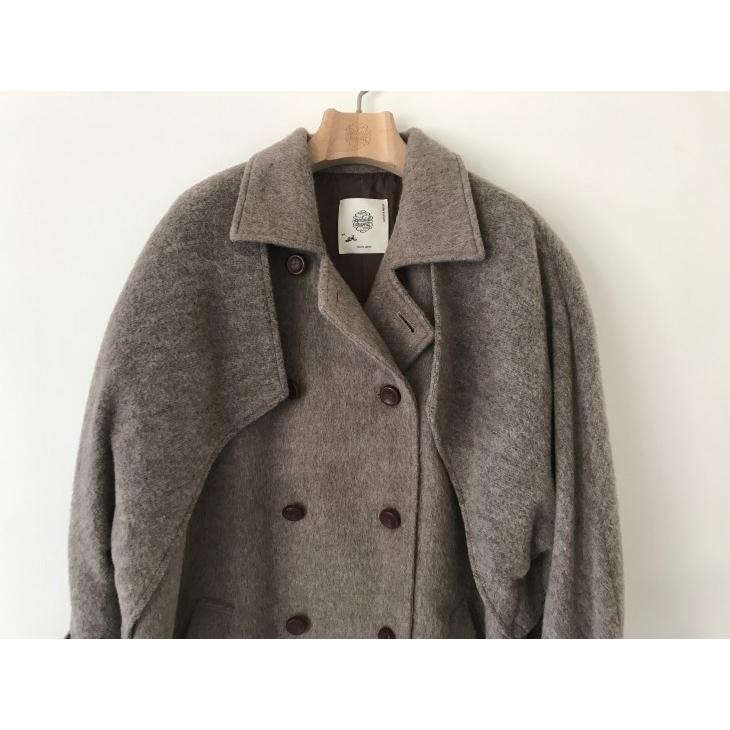 bedsidedrama | Pleats Oversized P-Coat  (brown) |   アウター 防寒 ベッドサイドドラマの画像