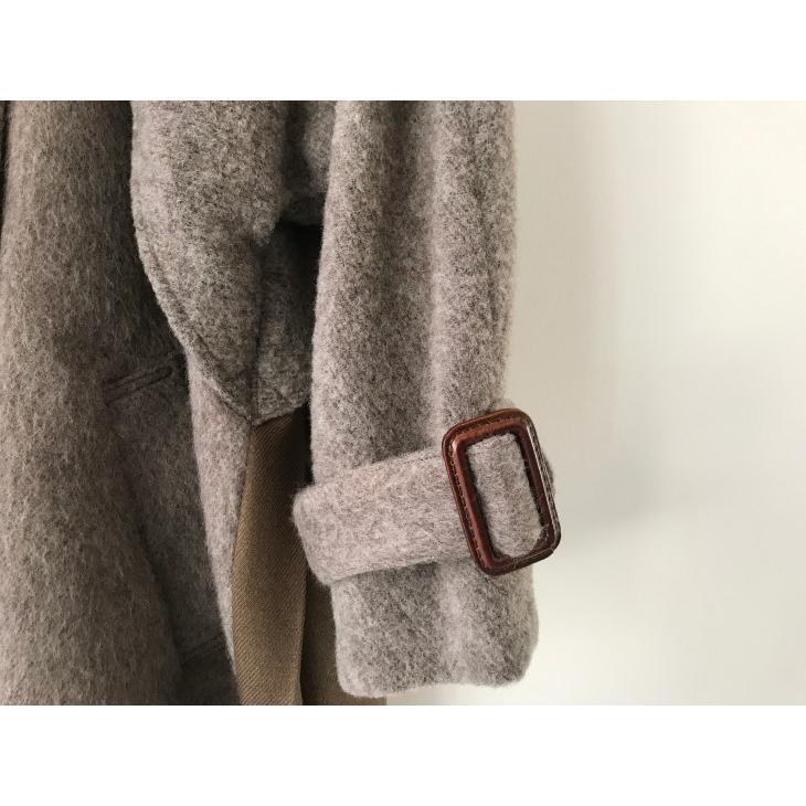 bedsidedrama | Pleats Oversized P-Coat  (brown) |   アウター 防寒 ベッドサイドドラマの画像