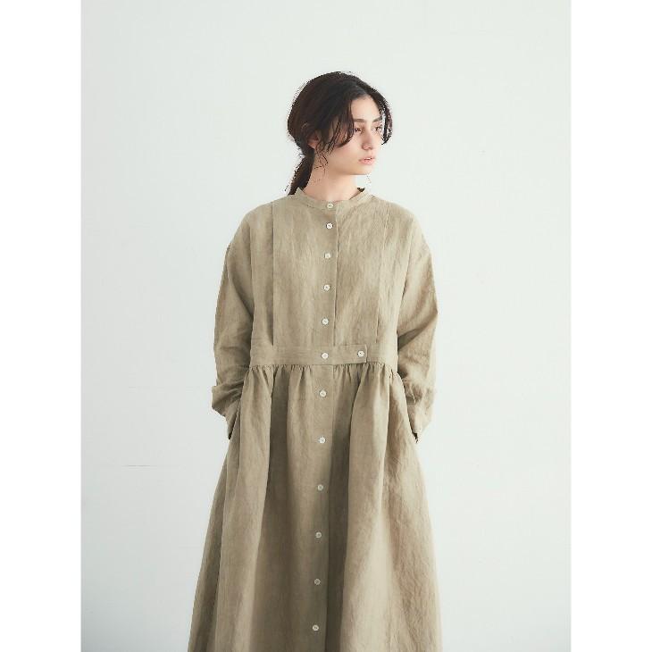 MAGALI | 天日干しリネン・タック・ギャザーワンピース (amber  