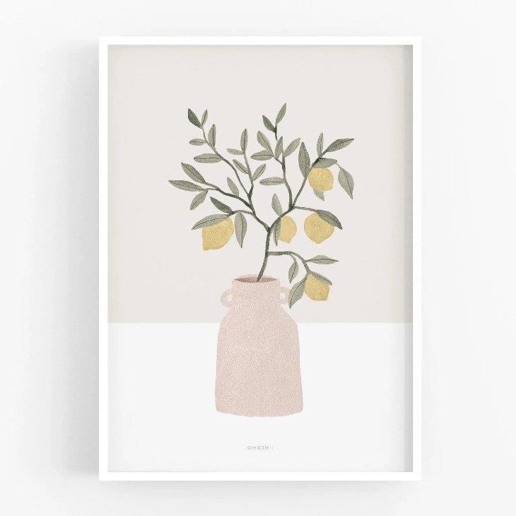MICUSH | POTTERY AND FLOWERS - LEMON BRANCH (AP154) | アートプリント/ポスター (50x70cm) 北欧