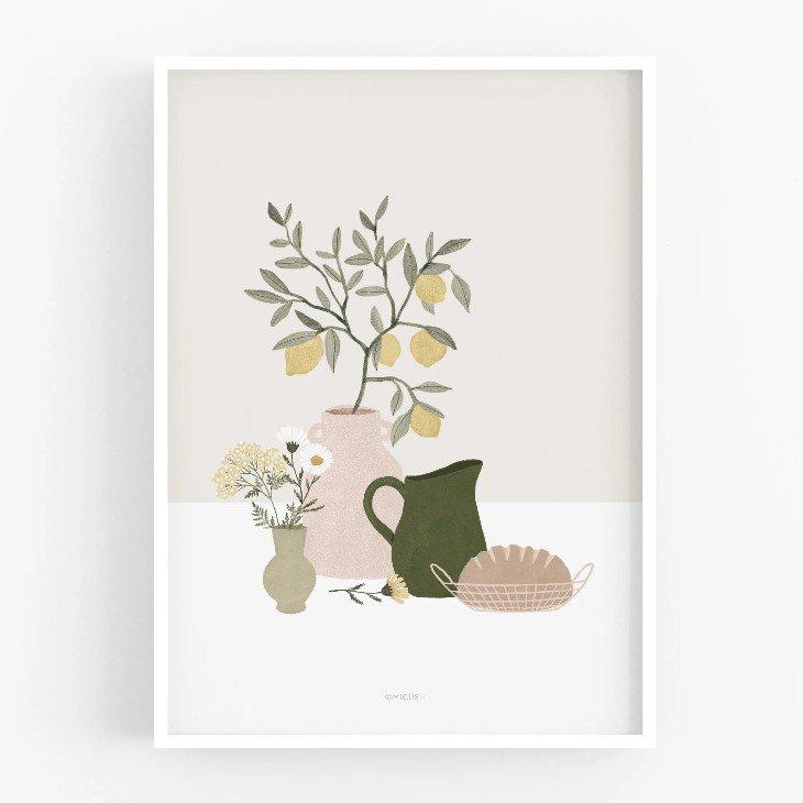 MICUSH | POTTERY AND FLOWERS - FESTIVE TABLE (AP156) | アートプリント/ポスター (50x70cm) 北欧
