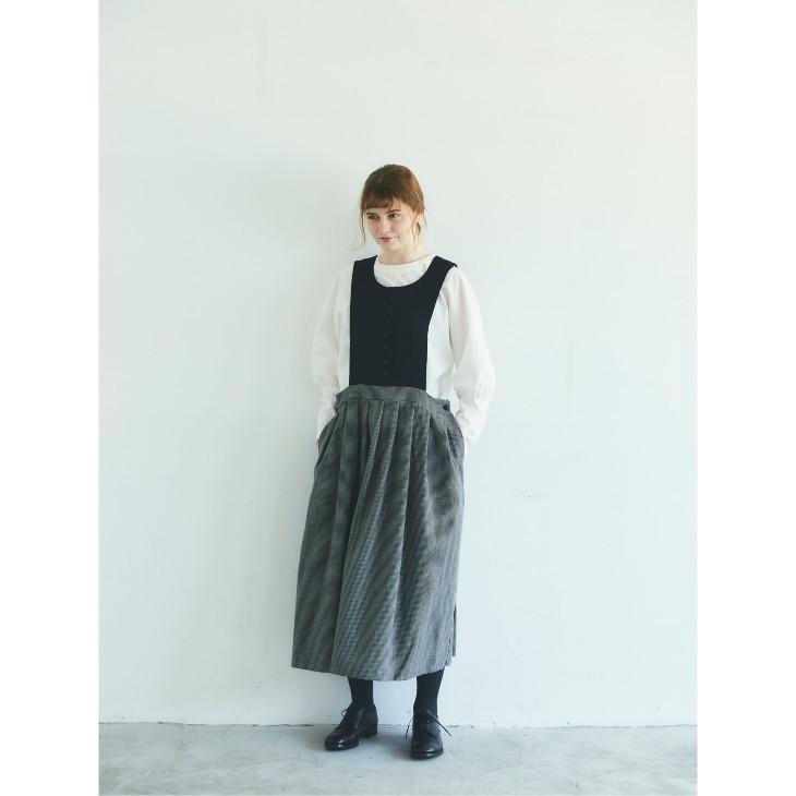 MAGALI | コットンウール x リネン・ ジャンパースカート (white x 
