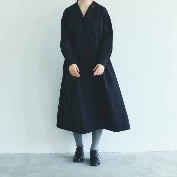 MAGALI | コットンシルク・ ショールカラーワンピース (black 