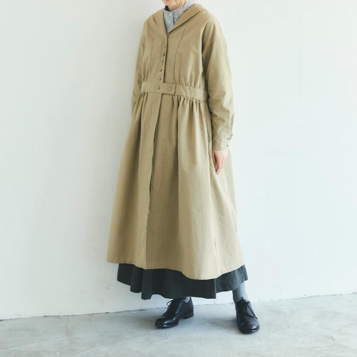 MAGALI | コットンシルク・ ショールカラーワンピース (beige 