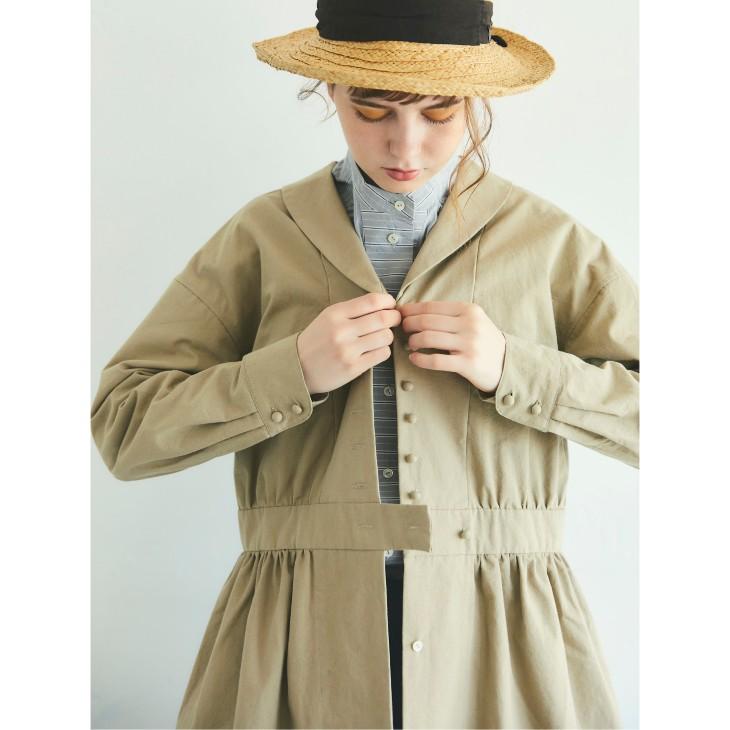 MAGALI | コットンシルク・ ショールカラーワンピース (beige 