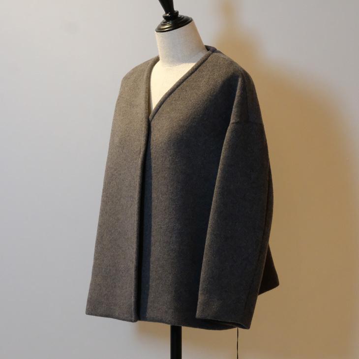 utilite (ユティリテ) | ノーカラーショートコート (medium gray