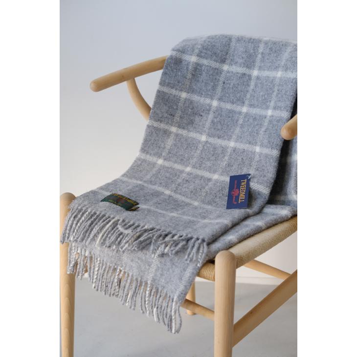 TWEEDMILL | Chequered Grey Shawl ショール (70x183cm) ツイードミル