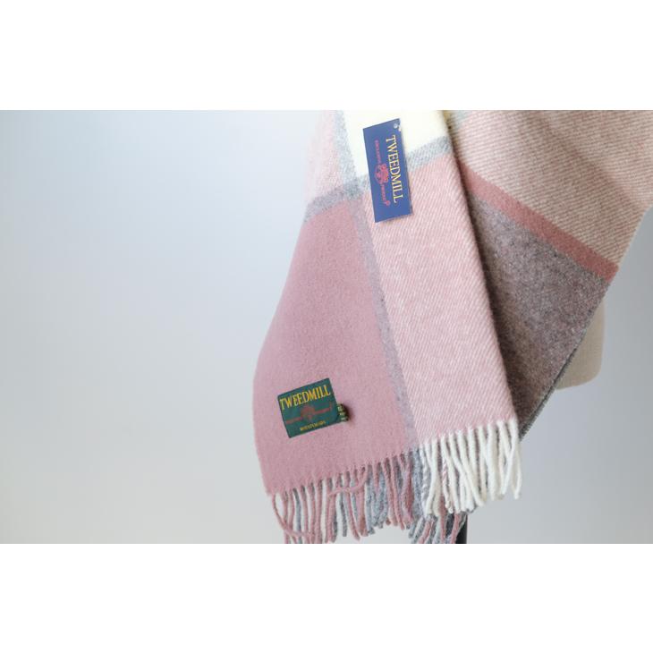 TWEEDMILL | Block Check Charcoal/Dusty Pink Shawl ショール