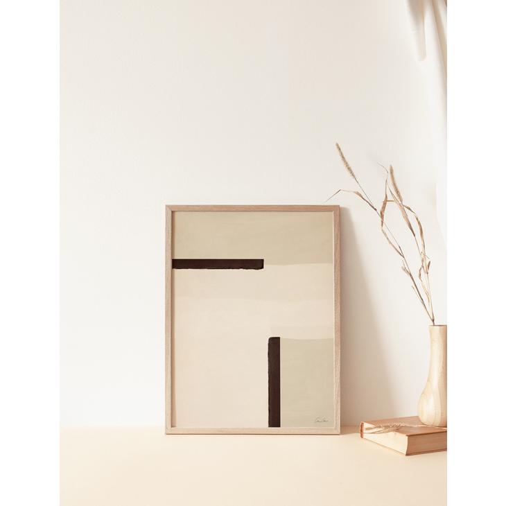 CARO CARO PRINTS Cream & Brown Abstract Art Print (MNLT06) アートプリント