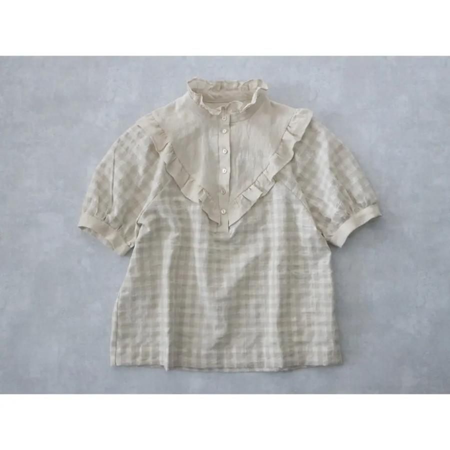 MAGALI | オーガニックコットン・リネン・フリルブラウス (beige 