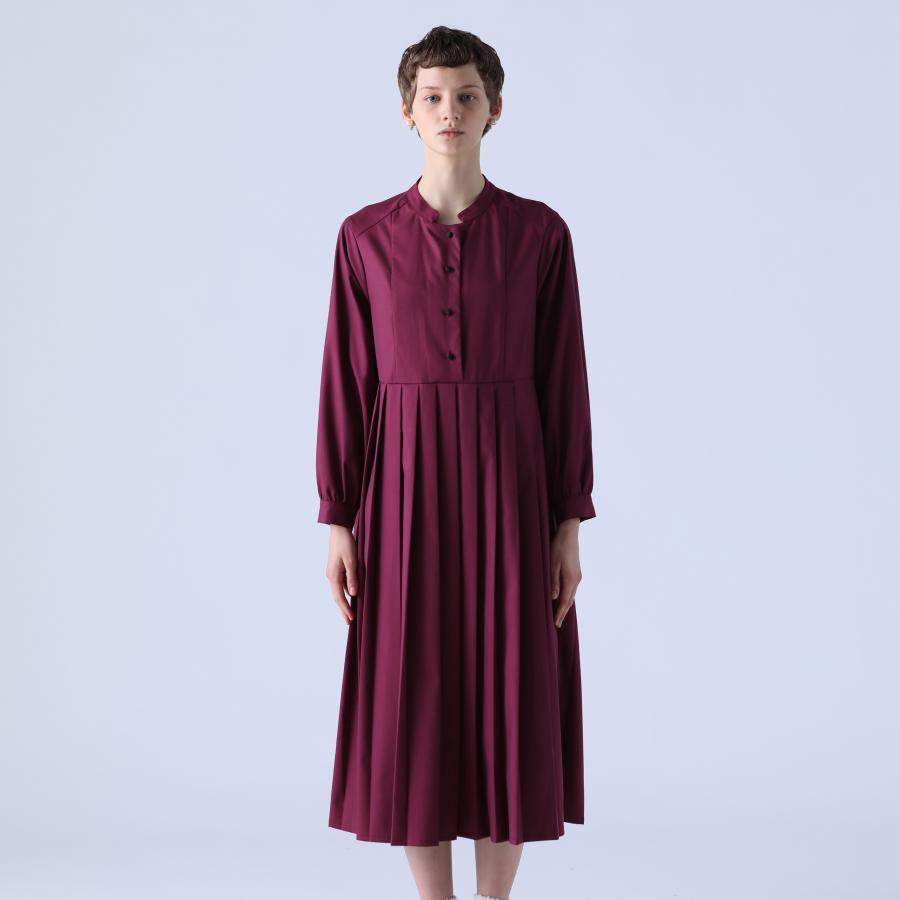 KELEN (ケレン) | DESIGN PLEATS DRESS "CARINA" (red purple) size M |   ワンピース シンプル お洒落｜hafen｜02
